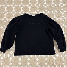 Zara Sweatshirt Girls Size 8 128cm 7-8 I'M AN INFLUENCER Print Black on Black
