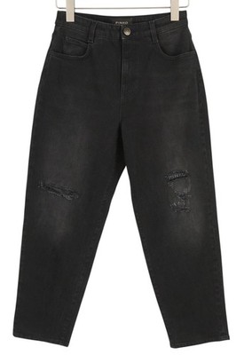 PINKO Maddie Women's Jeans W27 Ripped Black Washed Denim Zipper Logo