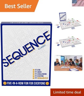 SEQUENCE Family Game - Compact Folding Board, Cards & Chips for 2-12 Players