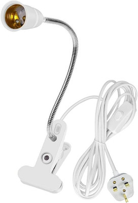 E27 Clip Schreibtischlampe Clip auf Glühbirnenhalter mit Schalter UK Stecker flexibel E27 Li