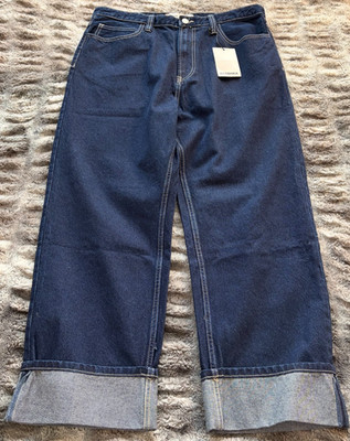 Bershka Baggy Jeans Mens 36x30 Blue Medium Wash NWT Y2K Skater Streetwear