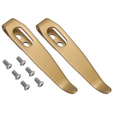 2Set Deep Carry Pocket Clip 1.73"(44mm) Knife Pocket Back Clip w Screws Gold