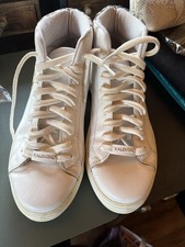 Valentino White High Top Leather Sneakers Animal Print Lace up Women's 9
