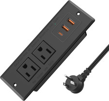 Recessed Power Strip, Flush Mount, 20W USB-C, 45 Flat Plug, 6FT Cord