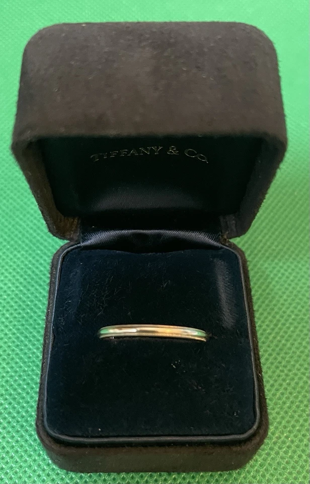Tiffany & Co. Together Platinum 2 mm Milgrain Band Ring Size 8 in T&CO Gift Box - Image 2 of 4