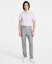 Calvin Klein Men's Slim-Fit Wool Dress Pants - Light Grey