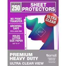 Samsill Sheet Protectors 250 Pack 8.5x11 Letter Size Top Loading Heavy Duty