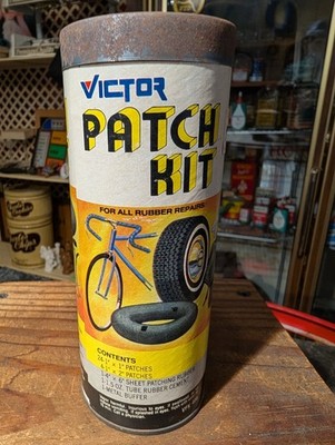 Vintage Original Victor Rubber Tire Patch Kit VFK 406 All Metal Tin Paper Label