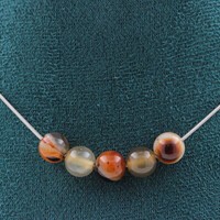 Halskette 5 Perlen Traumachat 8 Mm. Kette Aus Edelstahl Halskette Frauen