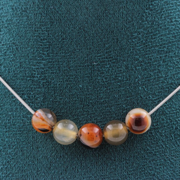 Halskette 5 Perlen Traumachat 8 Mm. Kette Aus Edelstahl Halskette Frauen-image