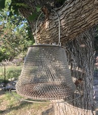 Vintage Collapsible Wire Mesh Wild Bird Feeder Hanging Metal Basket
