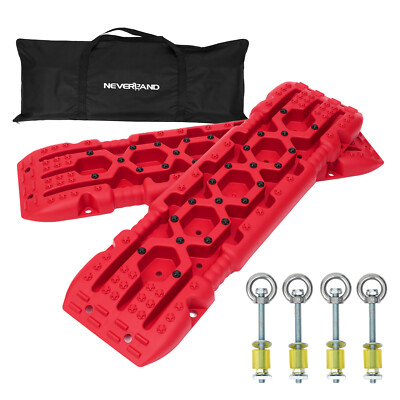 NEVERLAND Recovery Tracks Traction Boards Sand Mud 4WD Off-Road Tire Ladder Red