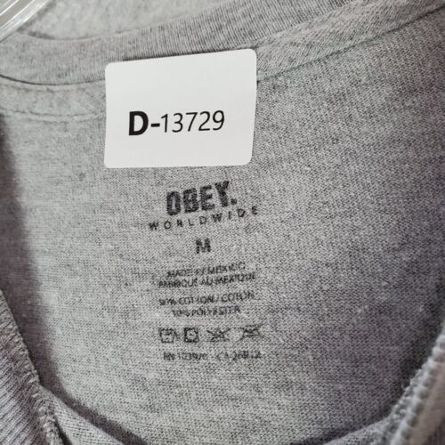 Obey Men T-Shirt Medium Gray Geometric Graphic Short Sleeve Crew Neck - Picture 3 of 7