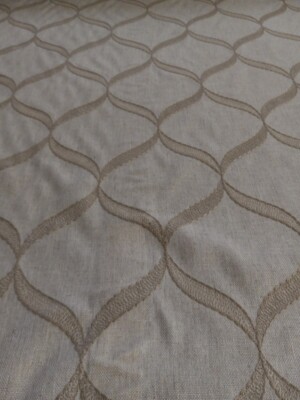 Cornell Cloud Embroidered Taupe on Linen Color Trellis/Ogre 1.75 Yds