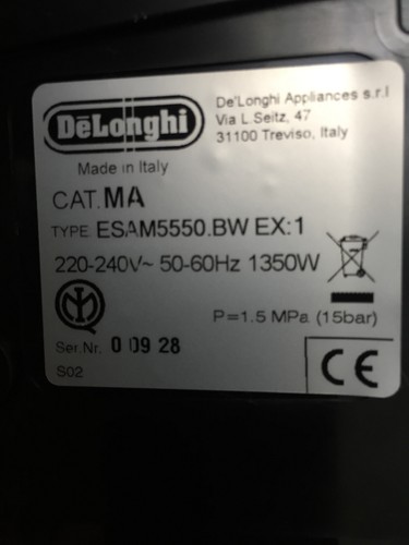 DeLonghi Perfecta ESAM 5550.BW EX:1 Kaffeevollautomat defekt - Bild 9 von 9