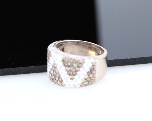 $6,500 SJI 18K White Gold Pave Set Chocolate White Diamond Cocktail Ring Band 7 - Picture 5 of 6