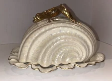Victorian William Alsager Adderley W.A.A. & Co Covered Cheese Dish Shell Dolphin