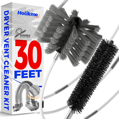  Chimney Sweep Kit 30FT Length, Chimney Brush Kit with 8 Nylon Flexible Rods