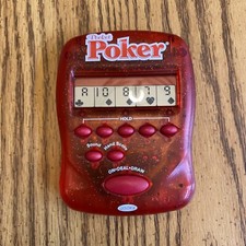Radica Pocket Poker Handheld Electronic LCD Game Tested Working Draw or Deuces