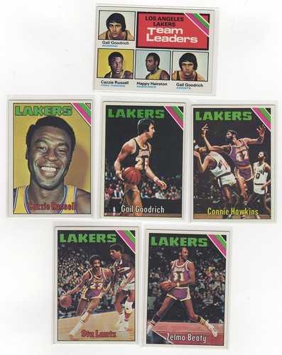 1975-76 Topps 6-Card Lakers Lot w Goodrich Hawkins VINTAGE STAR EX-NM LOL2 - 第 1/2 張圖片