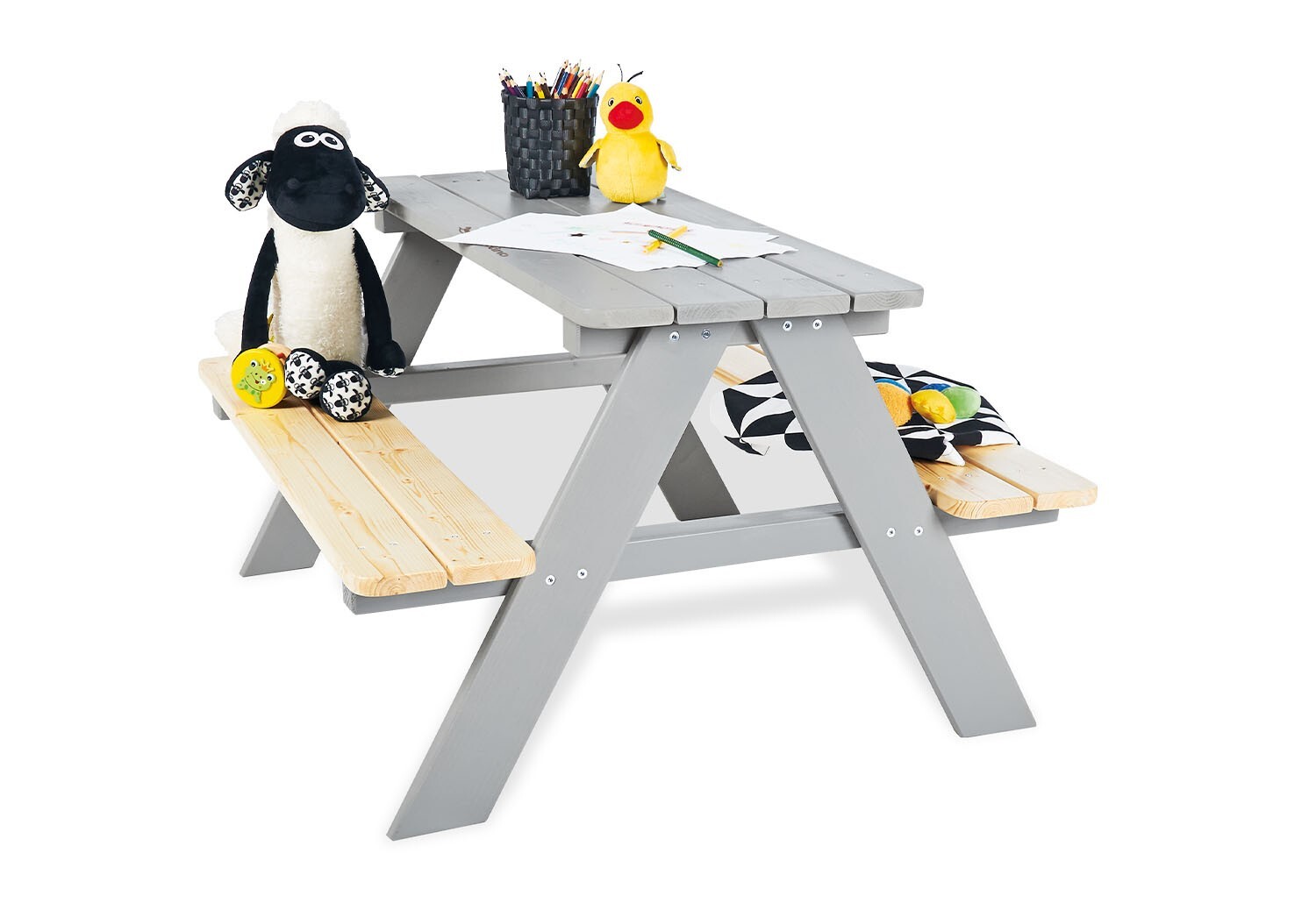Table et bancs extérieur en bois pour enfants de qualité supérieure en bois massif