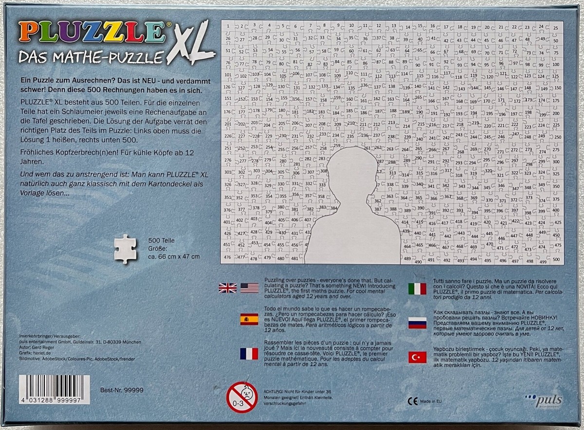 Puls Entertainment PLUZZLE XL – Mathe-Puzzle Im Großformat | 500 XL-Teile, 66 X 47 Cm, Ab 12 Jahren