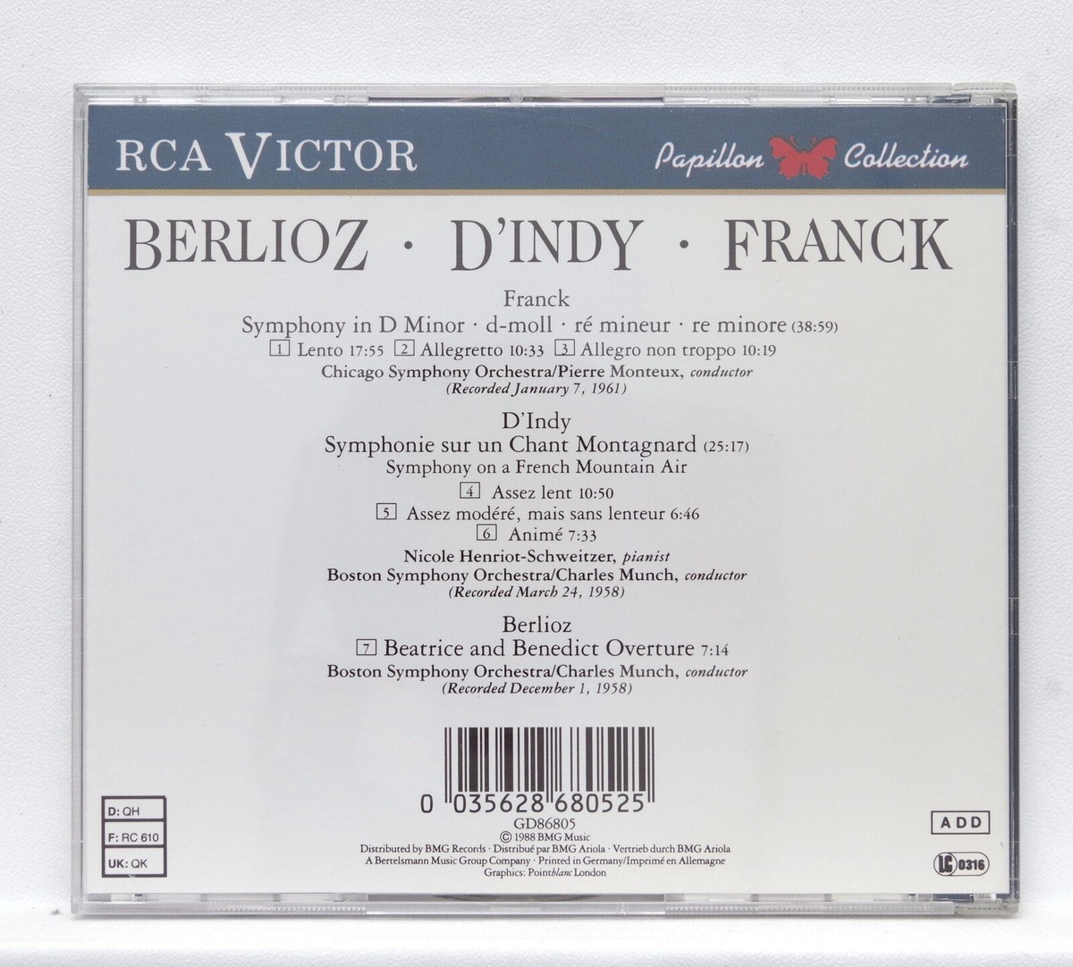 MONTEUX, MUNCH ⸺ FRANCK & D'INDY symphonies ⸺ BERLIOZ overture