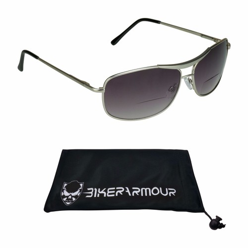 Gafas de sol aviador lector bifocal lectura hombres mujeres marrón humo metal tramposos - Imagen 18 de 32