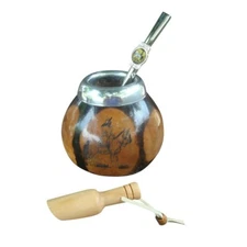 Mate Cup Argentina Mate Gourd Hand Made   Bombilla Straw Logo  Engraving Gaucho