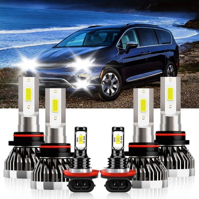 For Chrysler Pacifica 2017-2020 Combo LED Headlight High Low+Fog light Bulbs Kit