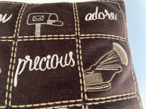 Lovely Cushion Patchwork / Embroidered words of LOVE ADORE PRECIOUS COSY - Picture 3 of 7