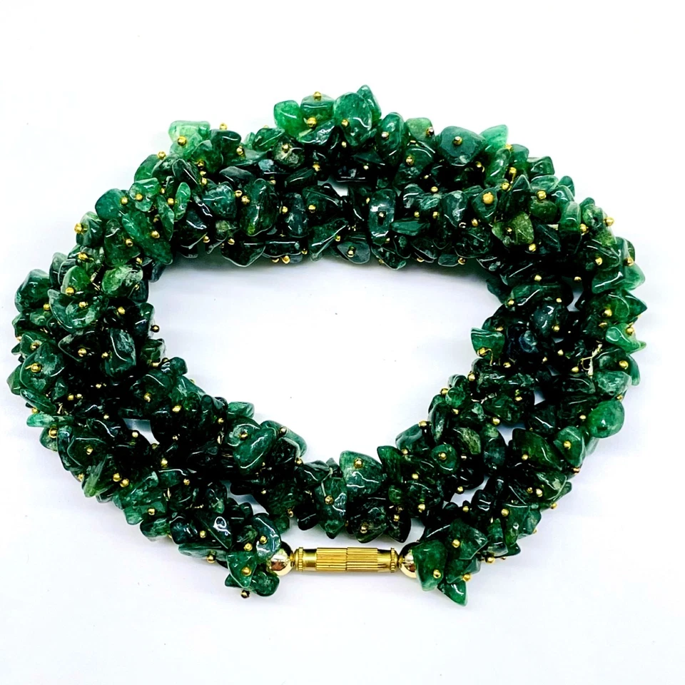 45.7cm Natürlich Aventurin Quarz Reich Grün Boutique Designer Perlen Halskette - Bild 2 von 4