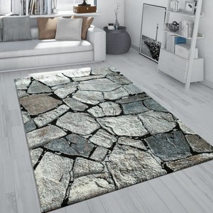 Dettagli Su Tappeto A Pelo Corto Per Il Soggiorno Grigio Con Motivo Di Pietra Morbido E Rob