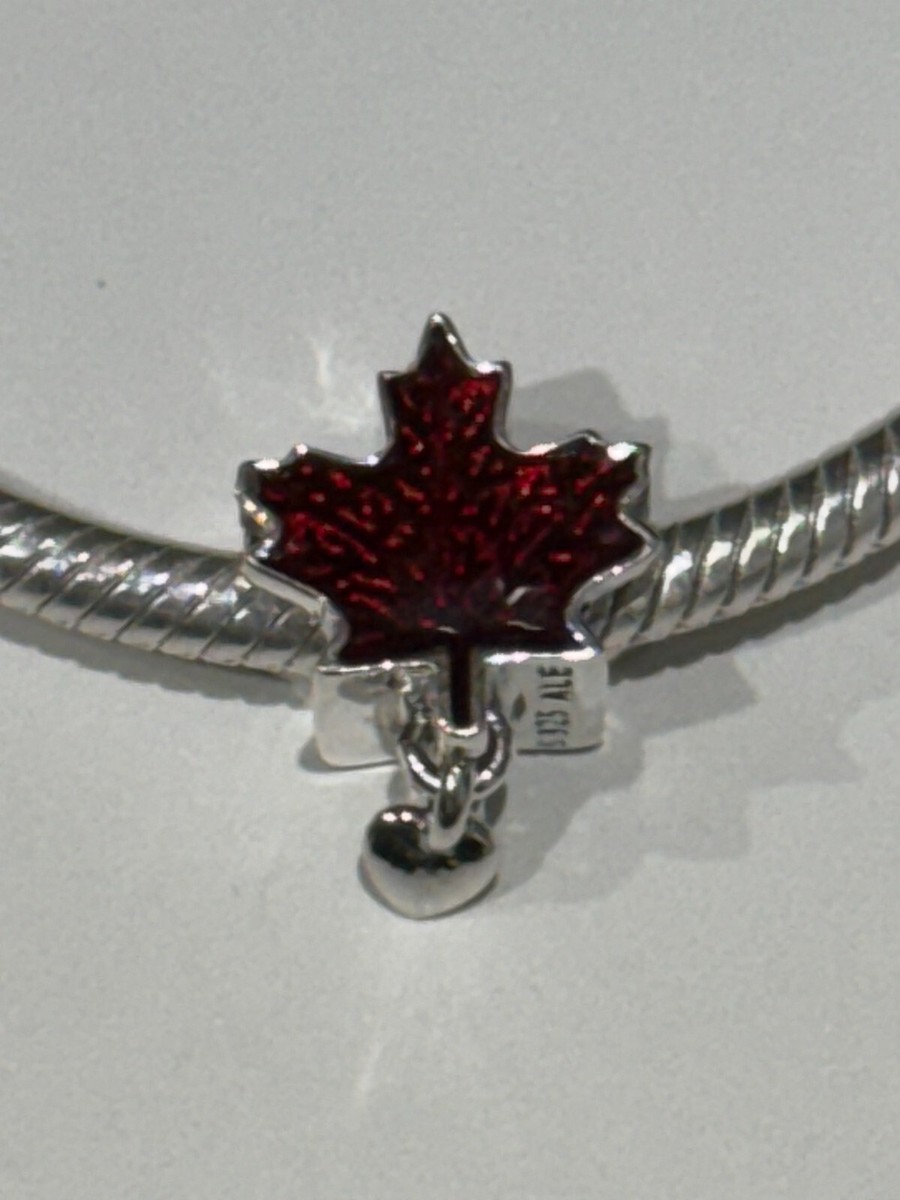 PANDORA CHARM Canada Maple Leaf (Red Enamel) 925 Sterling Silver  797207EN07