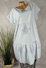 NEW airy DRESS beach summer tunic Italy stars gray 42 44 46