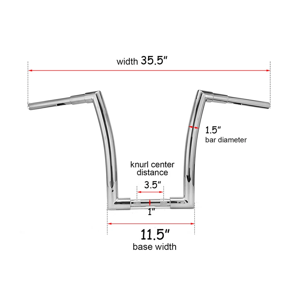 12" 14" 16" 18" Rise APE Hanger Handlebar 1-1/2" DNA Monster Fat Bars For Harley - Image 2 of 2