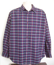 LL Bean Mens Button Down Flannel Shirt Large Red Green Blue Plaid Reg
