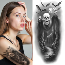 3pcs Temporary Tattoo Waterproof Long-lasting Body Stickers Ghost Art For Men