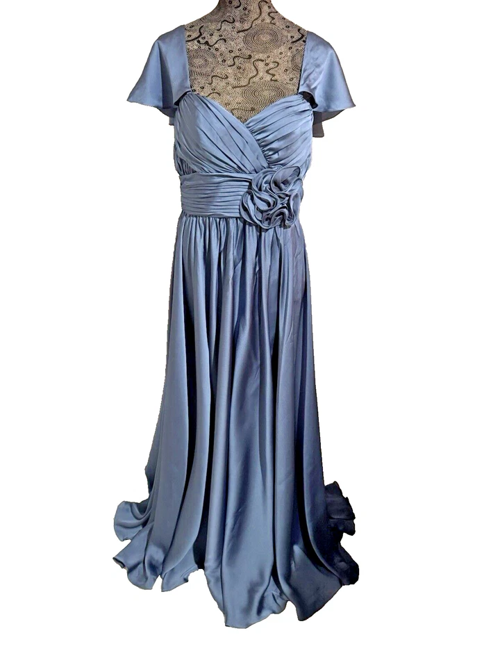 NWOT JS Collections Grecian Chiffon Dress/Gown Classic Blue Size 10 - Image 3 of 4