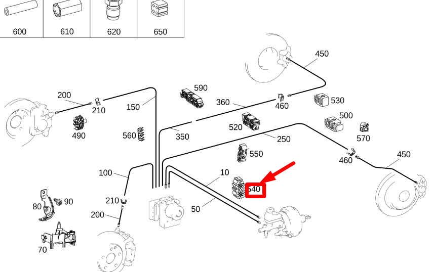 MB CLA C117 Hydraulikleitung an Trennleitungshalterung LHD A2114760166