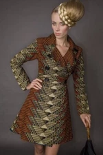 SIKA MATRIC MAC DOUBLE BREASTED TRENCH COAT DESIGNER HANDMADE IN GHANA SIZE UK 4