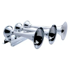 3 Trumpet Horizontal Chrome Train Horn - Left Direction
