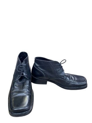 Pierre Cardin Mens Black Leather Ankle Chukka Boots Size 12 SKU 8887