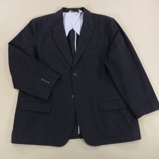 LL Bean Blazer 50L Navy Canvas Cotton Unstructured Sport Coat Jacket Twill Mens