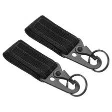 Belt Keeper Key Ring, 2Pcs Nylon Webbing Strap Gear Buckle Key Chain Black