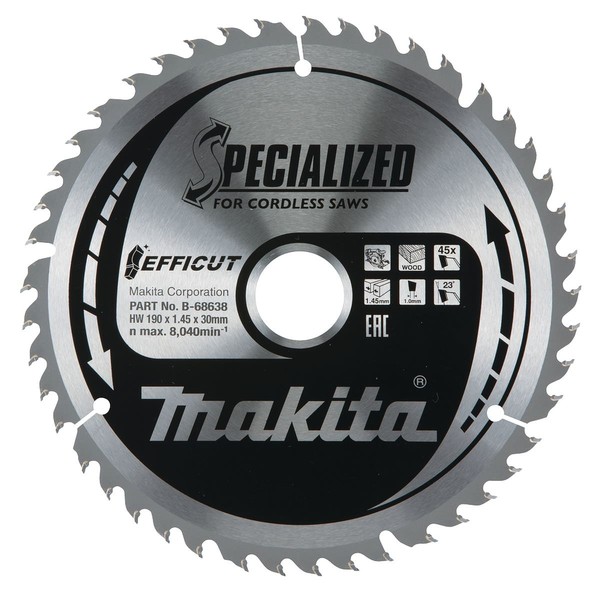 Makita Efficut-SäGeblatt Holz Ø 190 Mm, 45 ZäHne, FüR Kapp- Und GehrungssäGen-image