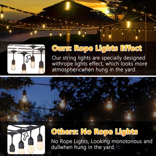 LED Outdoor String Lights Dimmable Patio Lights, Waterproof Patio Garden Decor - Picture 9 of 20