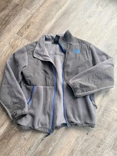 The North Face Boy Full Zip Black Gray Denali Jacket Large Youth Polartec Fleece