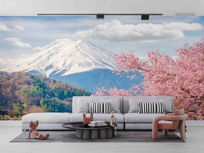 3D Mount Fuji Cherry Blossom Self-adhesive Removeable Wallpaper Wall Mural 20