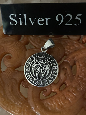 Silber Nordischer Bärentatze Anhänger und Silberkette